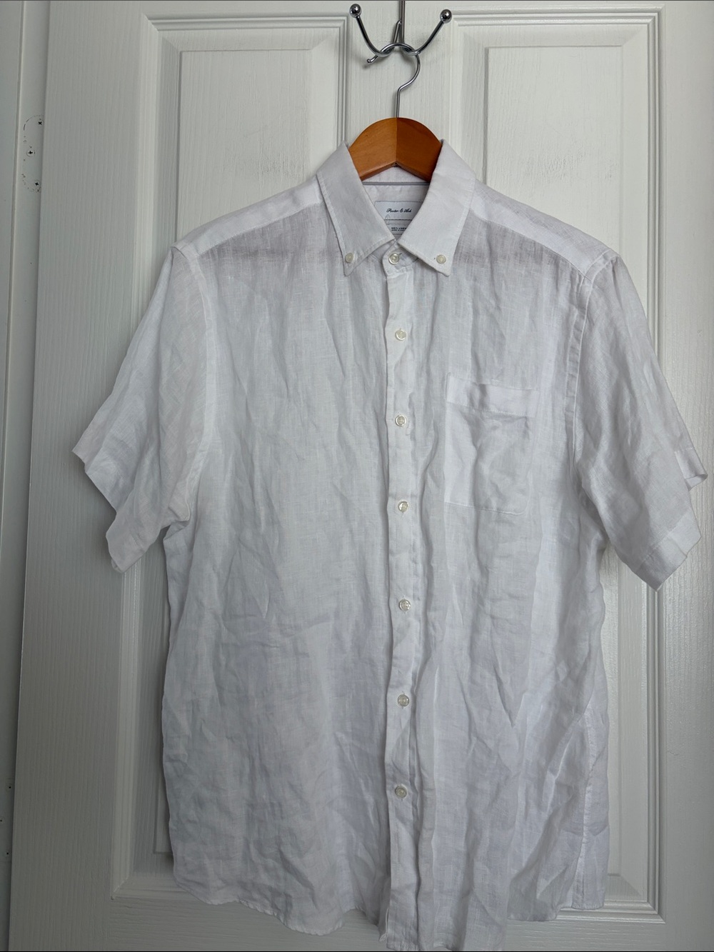 Porter &Ash - White Button-Down Linen Short Sleeve Shirt